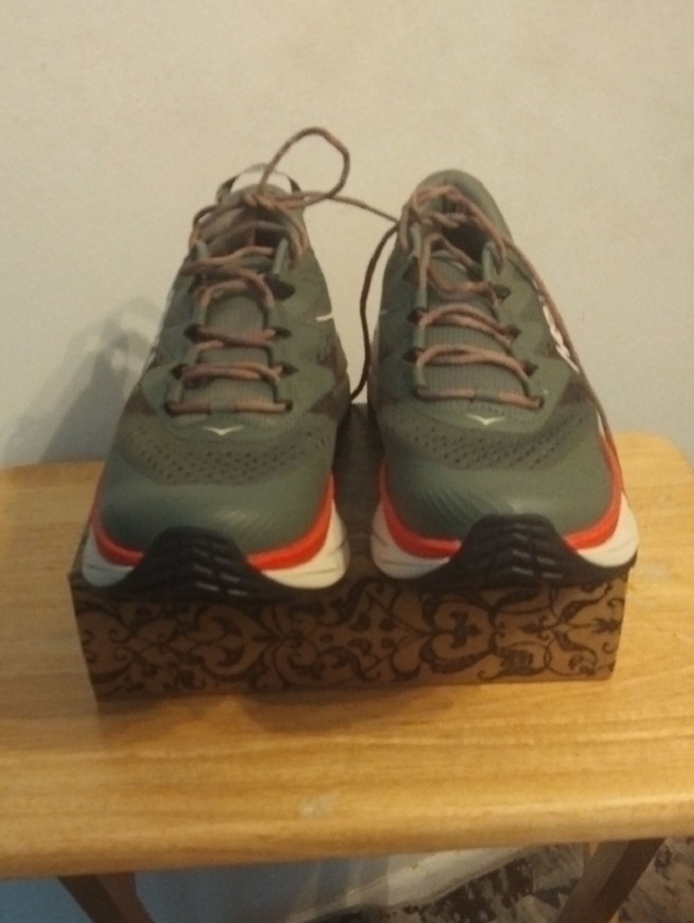 New Men's  Hoka Sneakers Gray with Orange Accent.Size 11D
